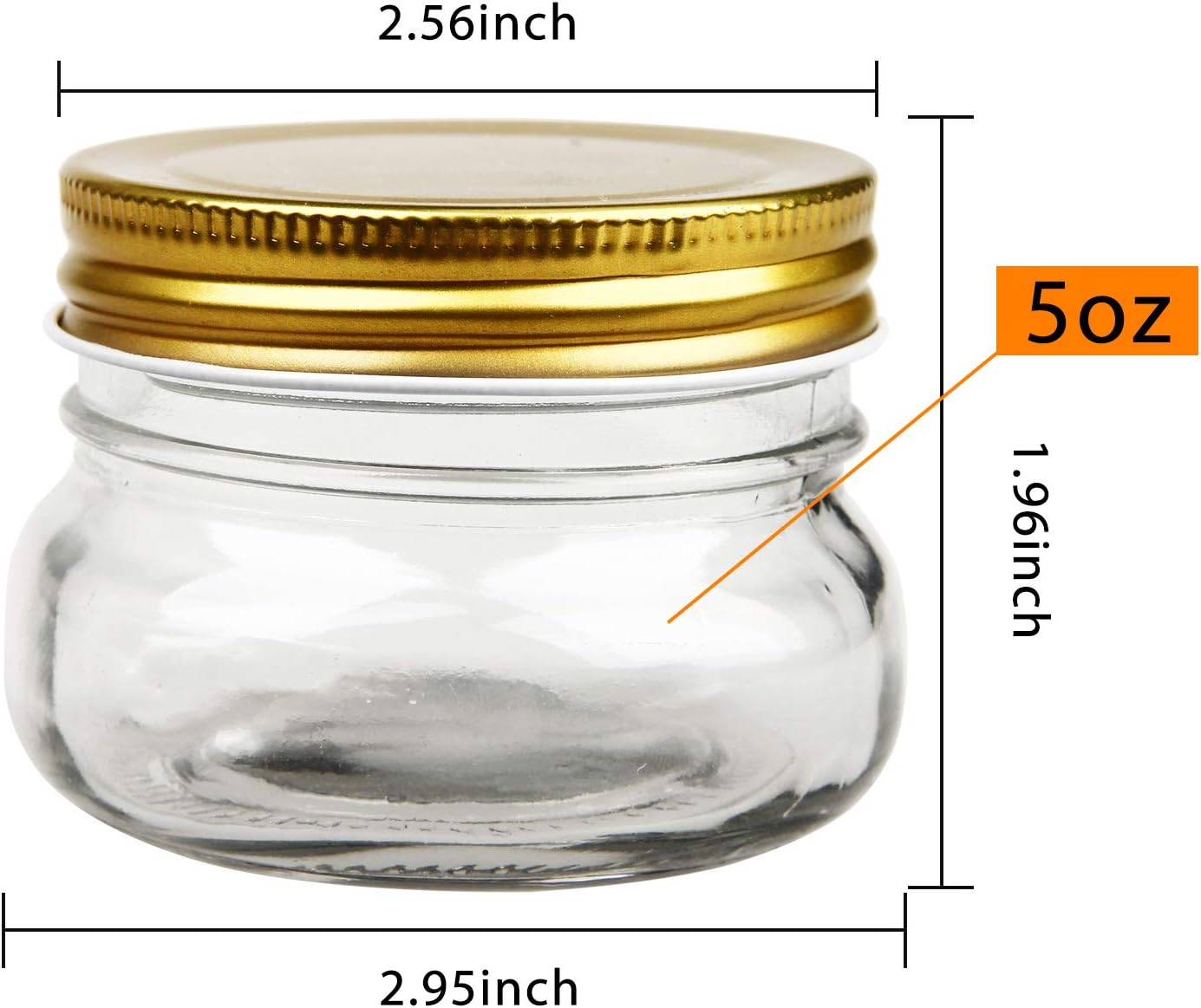 Encheng 5 oz Wide Mouth Mason Jars,Clear Glass Jars with Lids(Golden
