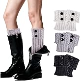 phnydreg 3 Pairs Boot Cuffs Knitted Twist Boot Toppers Socks for Women Boots Sneakers