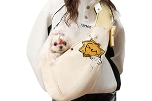 FOREVER CARING TOGETHER Dog Sling Carrier for Small Dogs & Cats (3-12 lbs) -Dual Lock Security Escape-Proof, Puppy Carrier with Adjustable Padded Strap & Free Detachable Wallet for Travel(White)