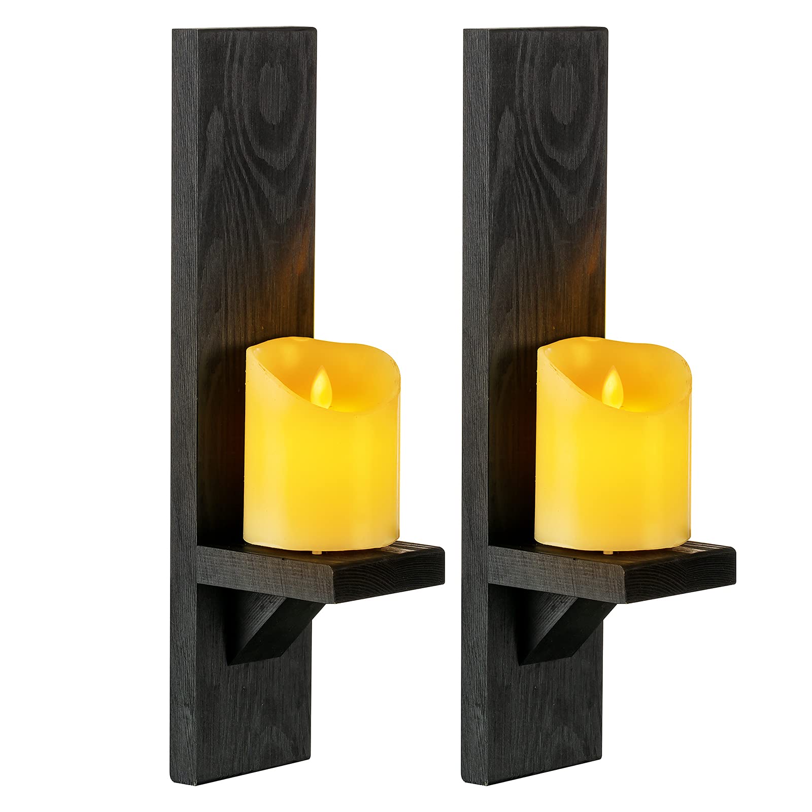 Romadedi Wood Candle Sconces Decorative - Wooden Wall Mount Sconce for Candle Holders Set of 2 for Living Room Kitchen Hallway Wall Art Decor Farmhouse Country Home Deccorations
