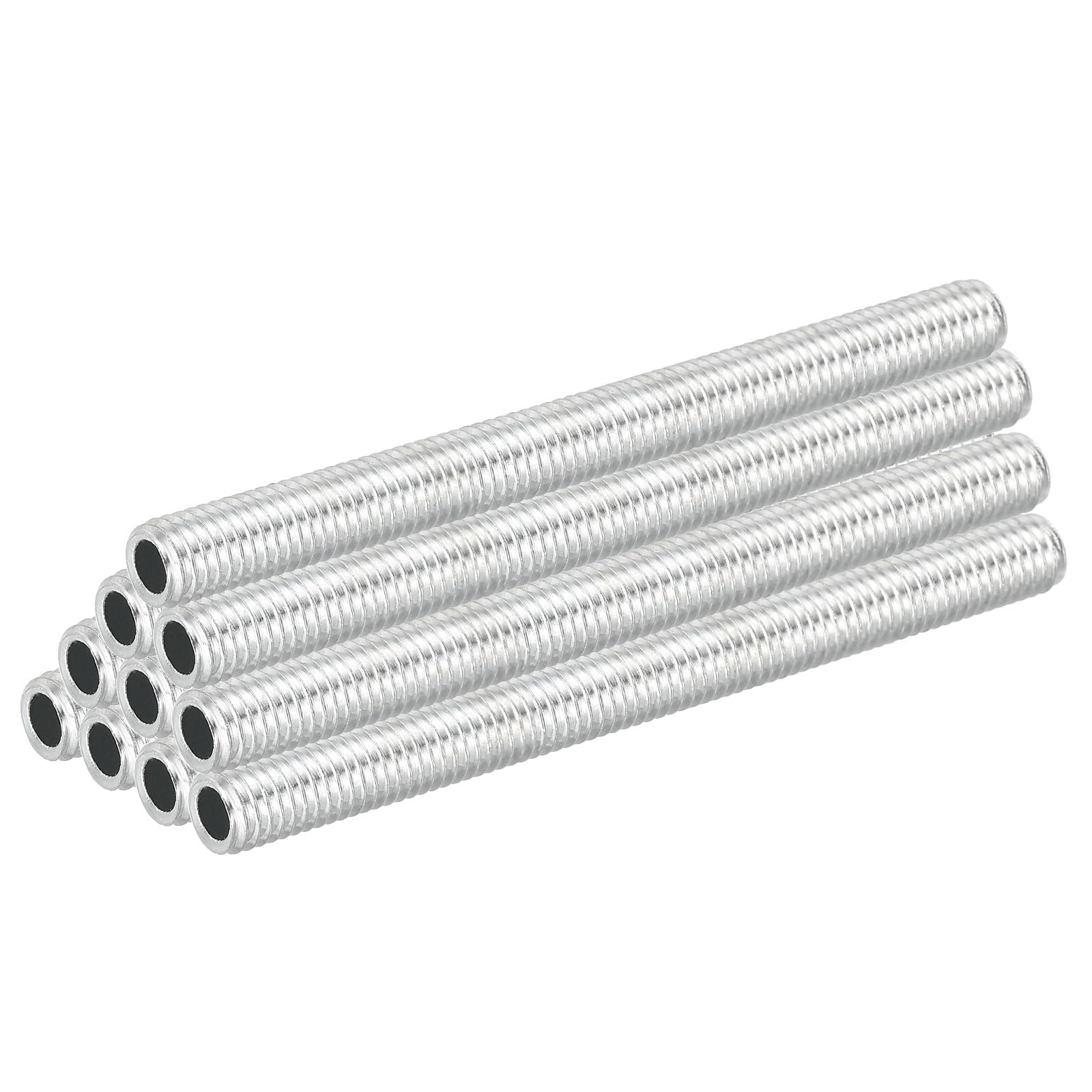 PATIKIL M8 Thread Carbon Steel Lamp Pipe, 20 Set 80 mm/3.15" Hollow Tube Thread Adapter Fasteners Hardware for Lamp Lights Chandelier Ceiling Light DIY, White Zinc Plating