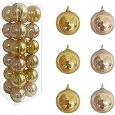 ZHANYIGY 24Pcs Christmas Balls Ornaments -Shatterproof Christmas Ball for Xmas Tree Decorations Hanging,Wedding Party Holiday Decorations Pearl Gold Glitter Ball 2.36in x 24 Pack