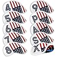 Golf Magnetic Iron Covers Iron Head Covers Set 10pcs/Set Iron Headcover Golf Iron Club Cover USA American Flag - Weather Resistant