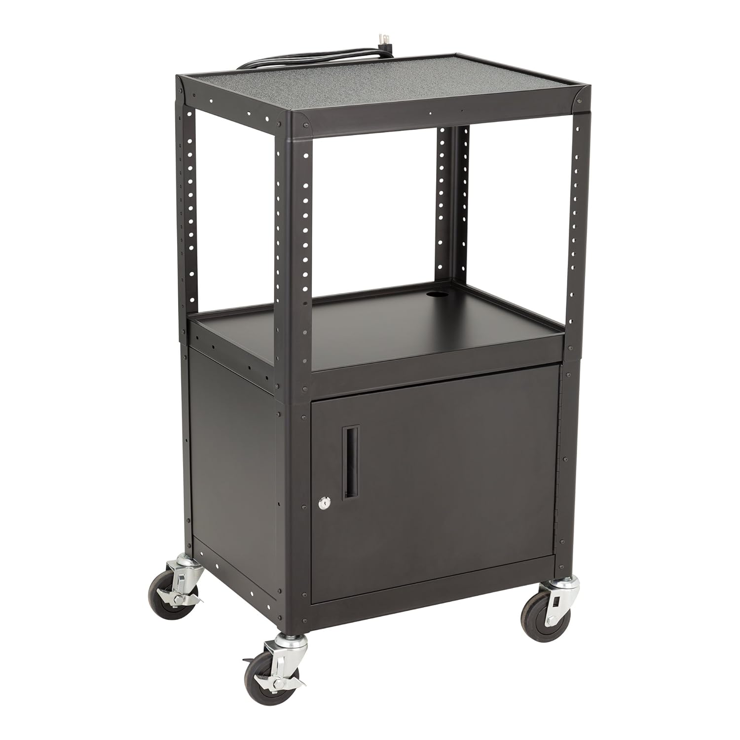 Norwood Commercial Furniture NOR-GNO1010-SO Adjustable Metal AV Cart with Locking Cabinet & Power: Industrial & Scientific
