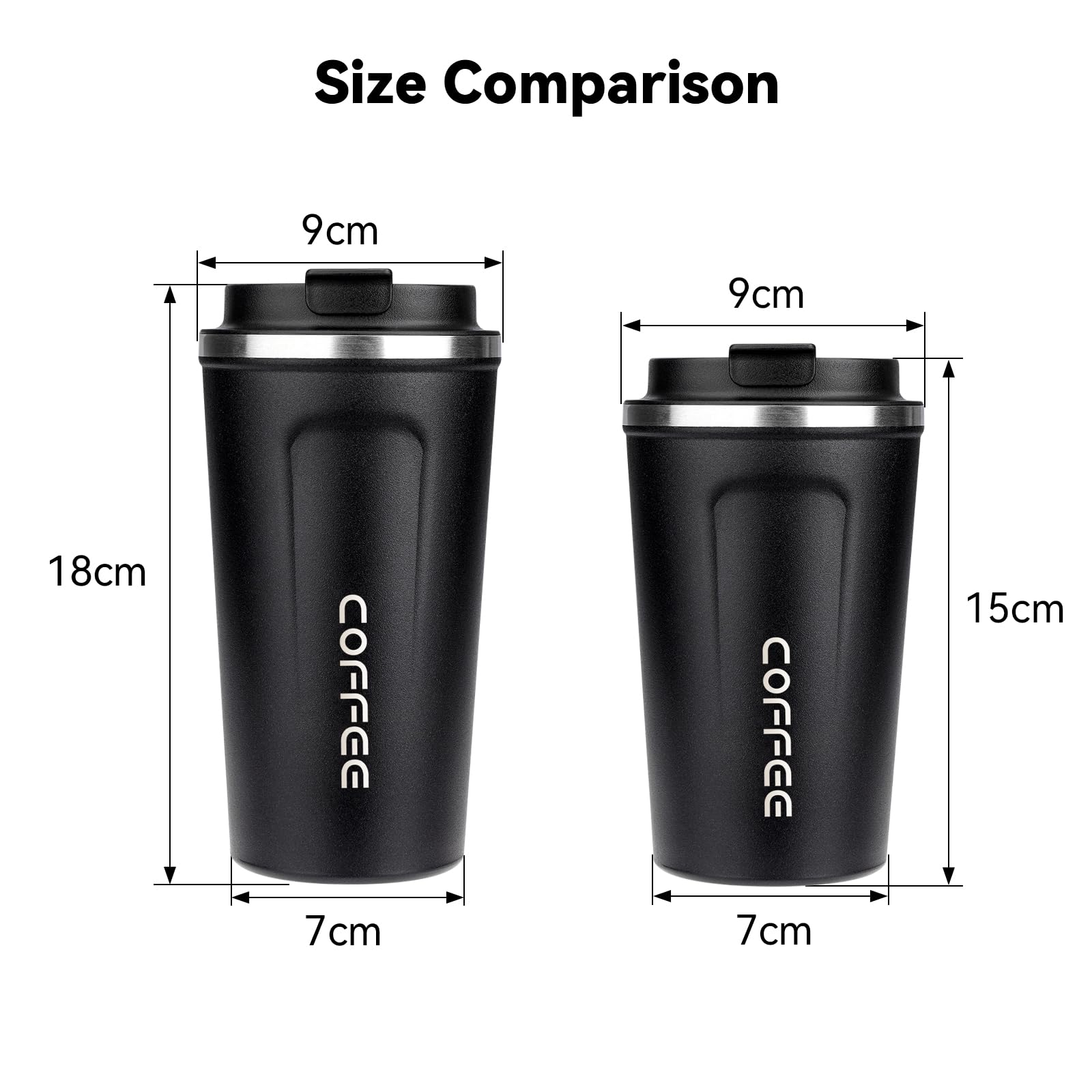 ERBO Kaffeebecher to go, Thermobecher Edelsthal, Auslaufsicher Kaffeetasse Kaffeebecher mit Deckel, Kaffeetasse Thermobecher für Unterwegs Umweltfreundlich, Schwarz 380ml 8