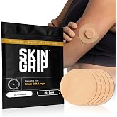 Skin Grip Freestyle Libre 2, 3 &amp; Lingo CGM Covers - 20 Pack | Waterproof &amp; Sweatproof Patch, 15+ Days of Strong Grip, Pre-Cut Medical Tape, Continuous Glucose Monitor Patch, Tan