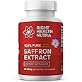 Right Health Nutra Saffron Supplements - 100% Pure Saffron Extract - Made in The USA - Supports Mood | Focus | Digestion | Eye Health for Men and Women - 90 Capsules
