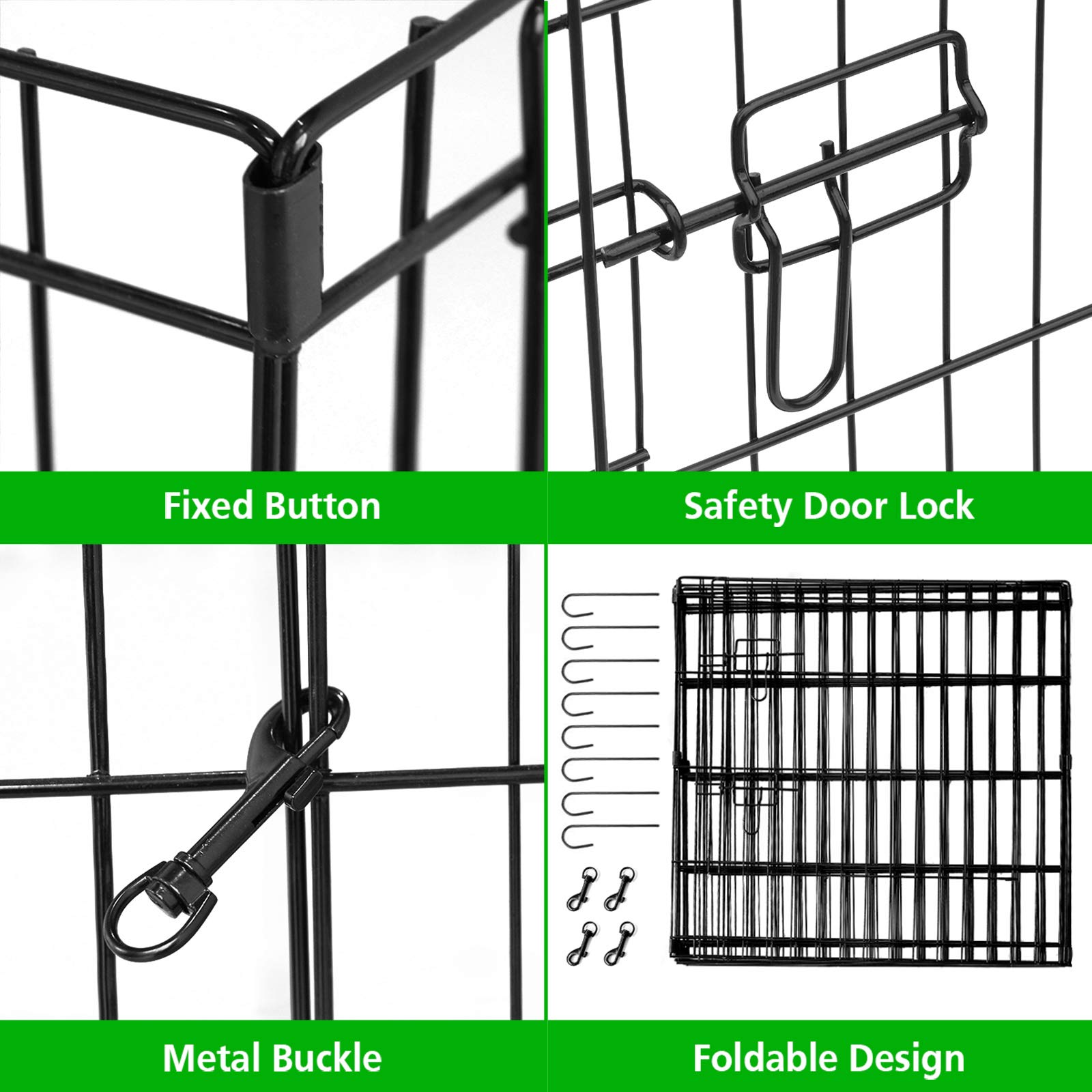 8-Panel Pet Playpen - 24 Inch Metal Exercise Pen For Puppies, Dogs, Cats & Small Animals
