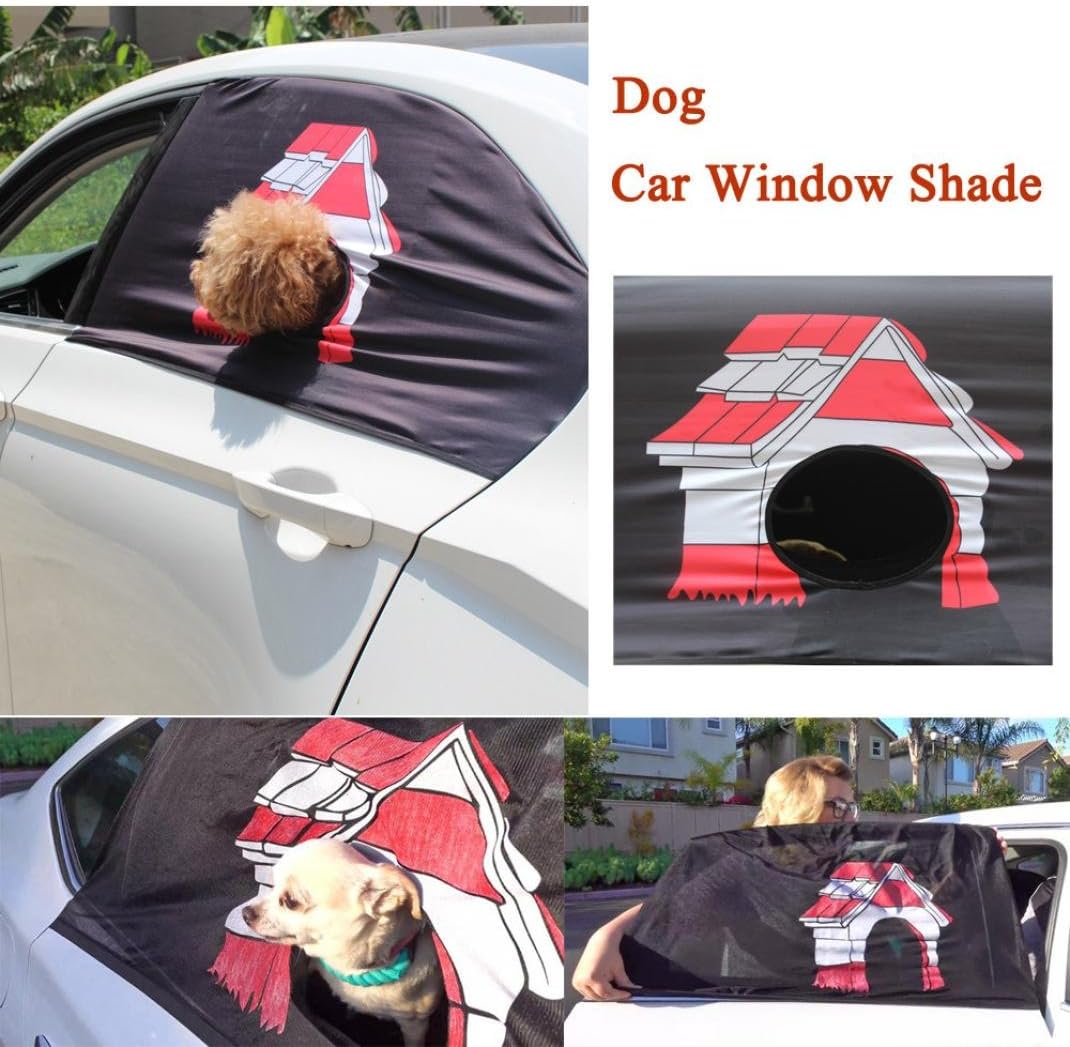 Yeefant Puppy House Pattern Foldable Car Visor Cover Window Sun Shade Pet Dog Hang Out Car Window Shade, Keeps Pets Safe, Top 33.5 Inch, Bottom 35.4 Inch, Height 19.7 Inch