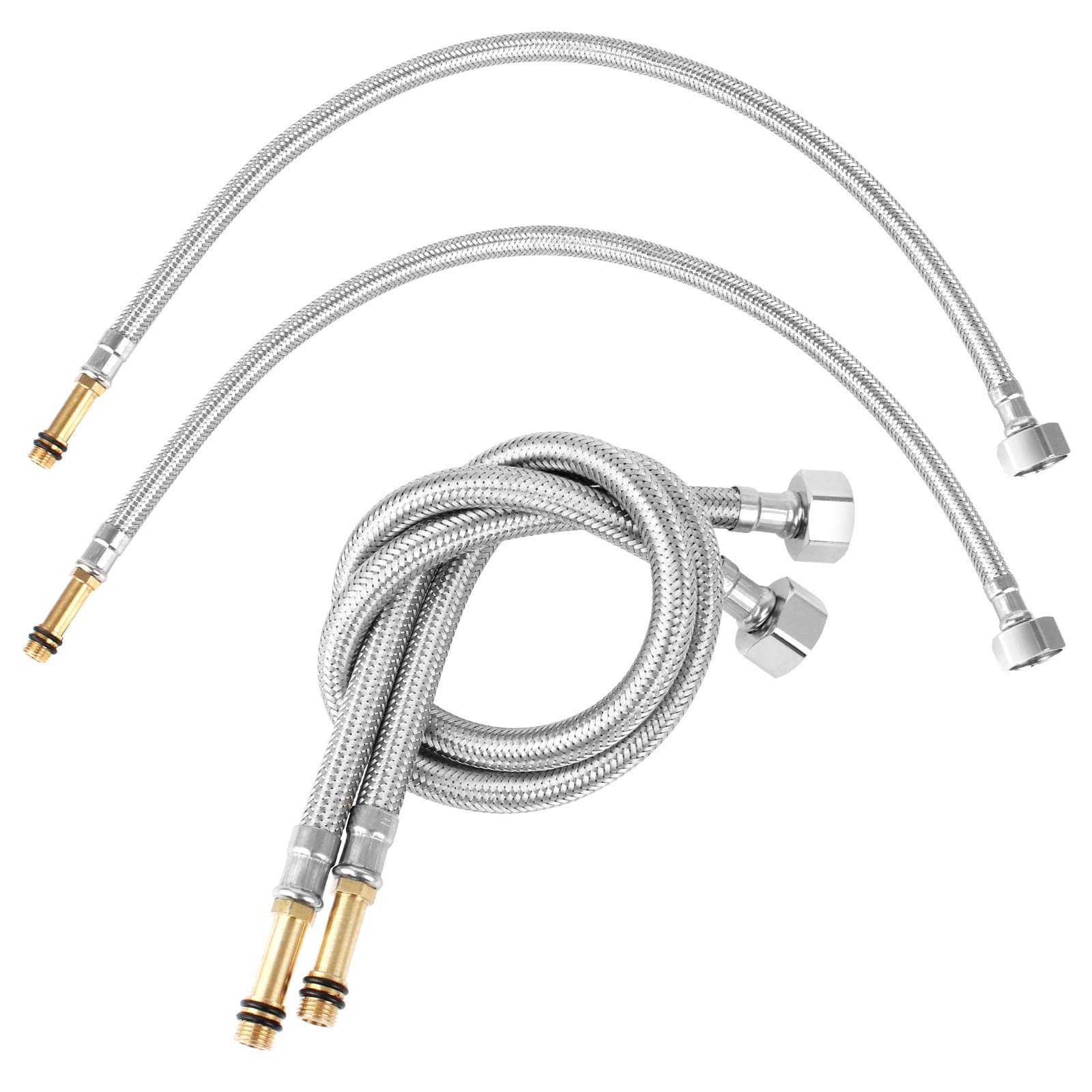 Huayue 4 Packs Monobloc Flexible Tap Connectors, M10 x 1/2 BSP x 500mm Stainless Steel Braided Flexi Water Hose Flexible Pipe Connection Hose Extension for Basin, Kitchen Taps