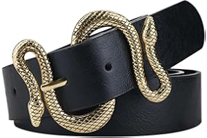 Taffeta Alley Belts for Women,Women Fashion Leather Belt for Dress with Snake Buckle