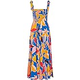 GOLDSTITCH Women's Summer Boho Spaghetti Strap Ruffle A Line Beach Long Maxi Dress
