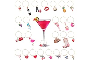 CAABISO 25PCS Wine Glass Charms, Wine Glass Markers Rings Identifier for Wine Tasting Party Wedding Birthday Party Festival F