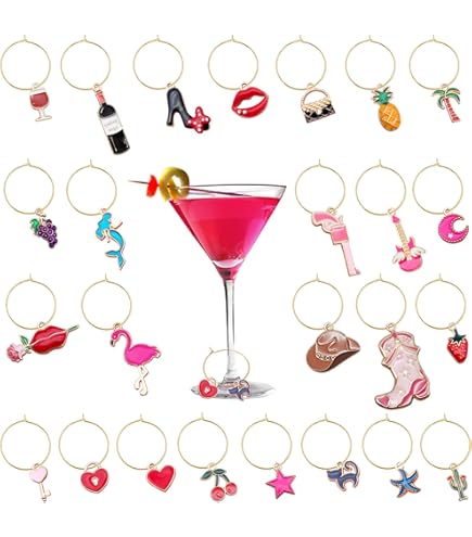 Set De 6 Marqueurs Verre Coeur Multicolore Silicone - Achetez En