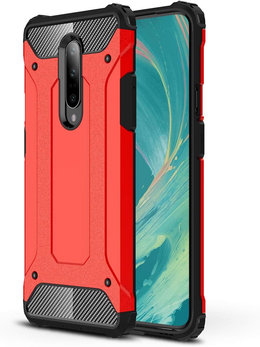 Oneplus 7 Pro case, MYLBoo Ultra-Thin Ultra-Light Carbon Fiber Design, Soft TPU Cover + pc case, high-Strength Shock-Proof Back Cover for Oneplus 7 Pro (Red)