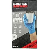 Grease Monkey All Purpose 4 Mil Thickness Disposable Nitrile Gloves - 100 Count, blue, fits all (13570-110)