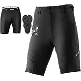 ROCKBROS Men’s Mountain Bike Shorts with Detachable 4D Padded Liner, Hook-&-Loop Waist & Zipper Pocket Lightweight Baggy