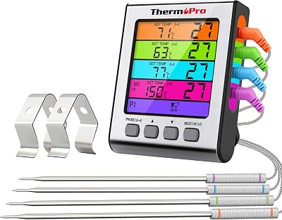ThermoPro TP17H Digital Meat Thermometer with 4 Probes, Backlit