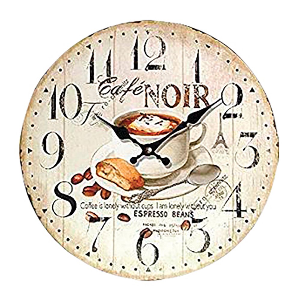 WALL CLOCK CAFE NOIR KITCHEN ESPRESSO CLOCK COFFEE MODERN Tinas