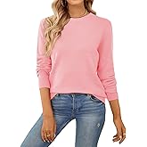 QUALFORT Women's Sweater 100% Cotton Long Sleeve Pullover Sweater Soft Lightweight Knit Tops 2026