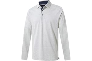 VEBOON Men's Polo Shirts Long and Short Sleeve Cotton Blend Heather Moisture Wicking Casual Collared Shirts