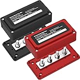 AMOMD 2pcs 300A Bus Bar Box Nickel Plated Brass Power Distribution Block with 4xM8 (5/16 inch) Positive Negative Ground Batte