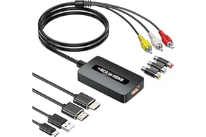 RCA to HDMI Converter, CVBS Composite AV to HDMI Converter, Full HD 720P/1080P Output Switch for Connecting DVD/STB/VHS/VCR/P