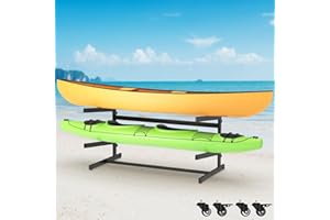 Fiaygro Kayak Storage Rack, Heavy Duty Adjustable Freestanding Kayak Stand with Wheels or Protection Pad for Kayaks, SUPs, Canoe and Paddleboard Kayak Rack for Indoor & Outdoor Use