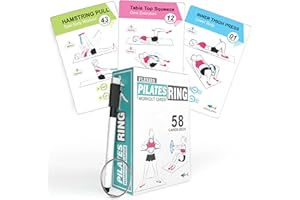 Flexies Pilates Ring Workout Cards -58 Exercise ring Card with Pilates circle Work Out Posture, Instruction & Breathing Tips 