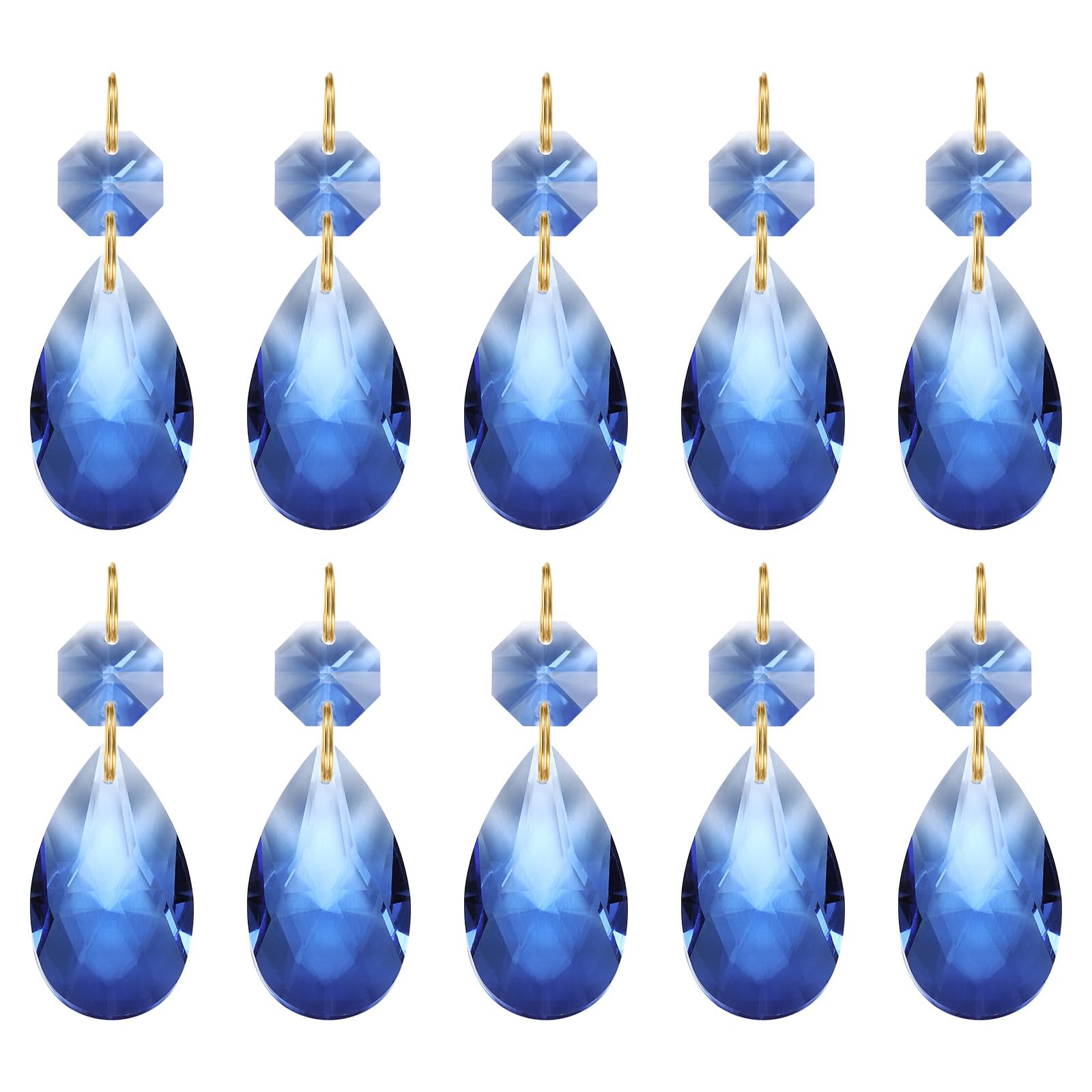 PATIKIL Teardrop Crystal Chandelier Pendants Beads, 10 Pack 60mm Length 38mm Chandelier Prisms Parts Ornaments Hanging Beads for DIY Arts Crafts Decoration, Light Blue