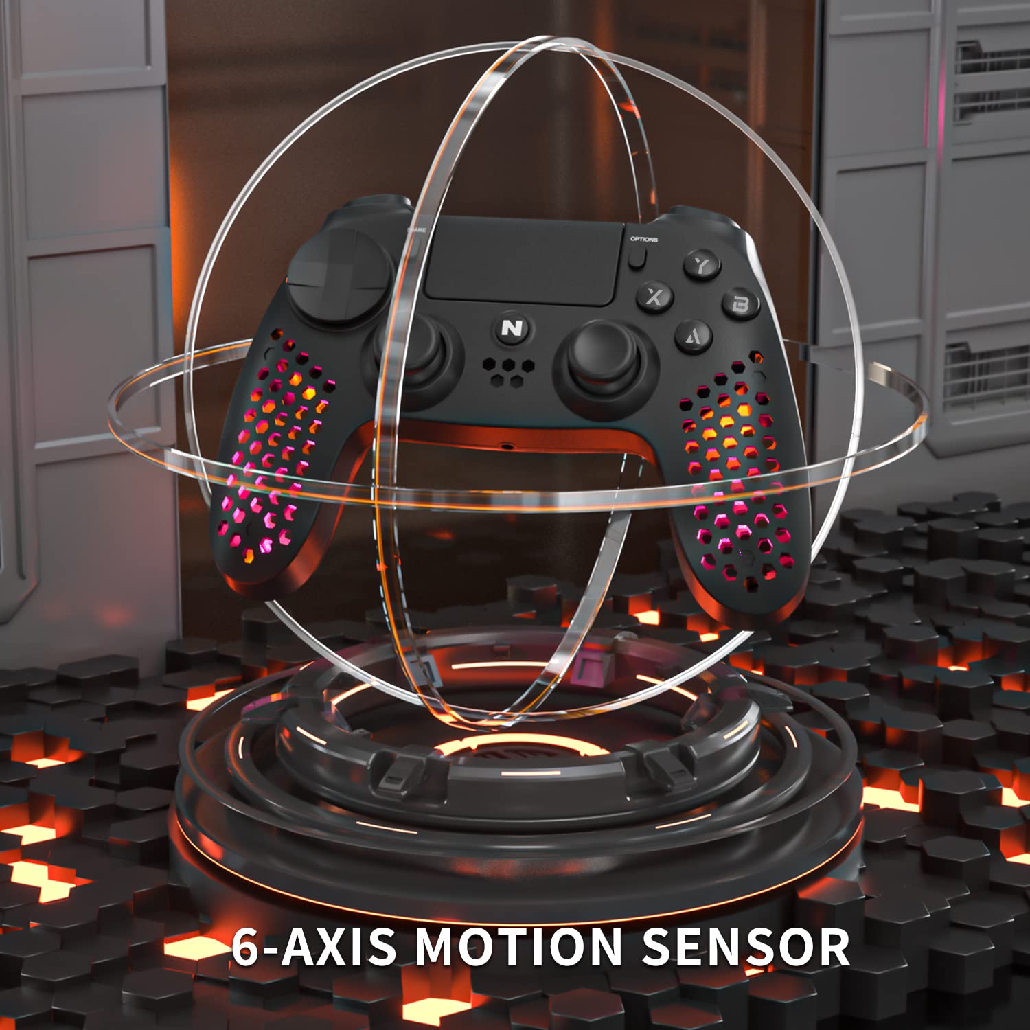 Nitho Wireless Controller for PS4, PC, PS5 (with PS4 Games Only), Windows, Android & iOS, Gaming Gamepad Joystick with RGB LED Lights, Vibration, 6-Axis Motion Sensor, Touchpad, Built-in Speaker