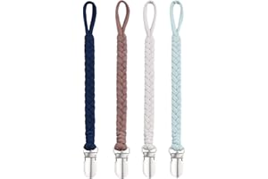 BBHLIFE Pacifier Clips for Baby boy, 4 Pack BPA Free Pacifiers Holders Leashes for Teether Toy or Soothie, Fits All Pacifiers Baby Teething Toys