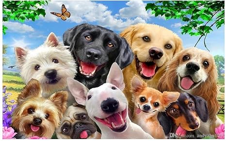 Amazon Co Jp 1 カスタム 3 平方メートル D 壁紙 3 D には 子供の部屋の背景の壁紙壁の部屋の装飾には犬のグループの壁画 壁紙かわいいアニメ草 ホーム キッチン