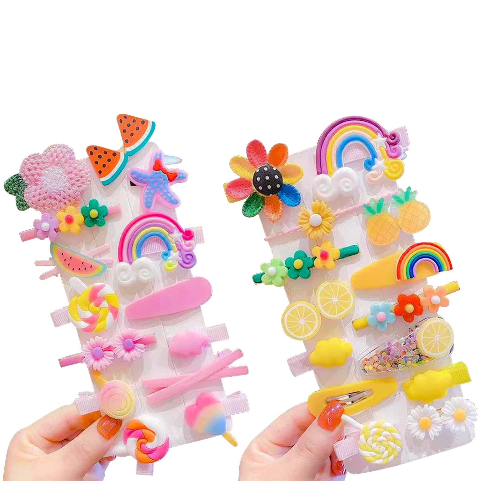 SacJkt Candy Color Hair Clips - Kawaii Accessories for Girls, 14 Purple + 14 Yellow Cute Snap Clips, Sweet Hair Accessories