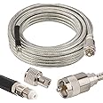 MOOKEERF CB Coax Cable,RG8x Coaxial Cable 18ft,RG8X Stranded Core CB Antenna Cable with PL-259 and FME/PL259 Male Connector,Low Loss CB Radio HAM Radio Coax Cable-18 Foot