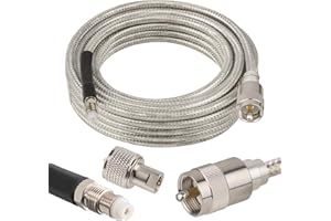 MOOKEERF CB Coax Cable 18ft,Low Loss RG8X Stranded Core CB Antenna Cable with PL-259 and FME/PL259 Male Connector - 18 Foot