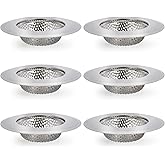 6Pcs Kitchen Sink Strainer, Stainless Steel Sink Drain Strainer with Large Wide Rim 4.5" Diameter
