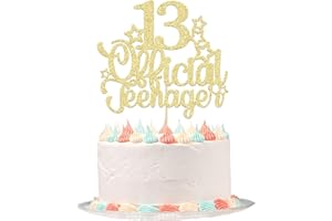 Confetti! 13 Official Teenager Cake Topper - Glitter Number 13 - Cheers to 13-13th Birthday Cake Pick Decorations for Teen 13