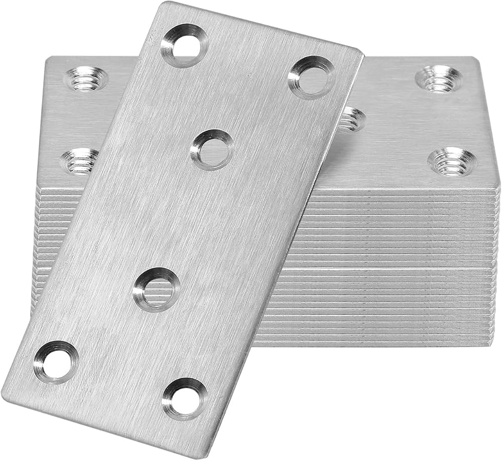 Dolaso 4 Pcs Stainless Steel Flat Wood Brackets Heavy Duty Mending Plates