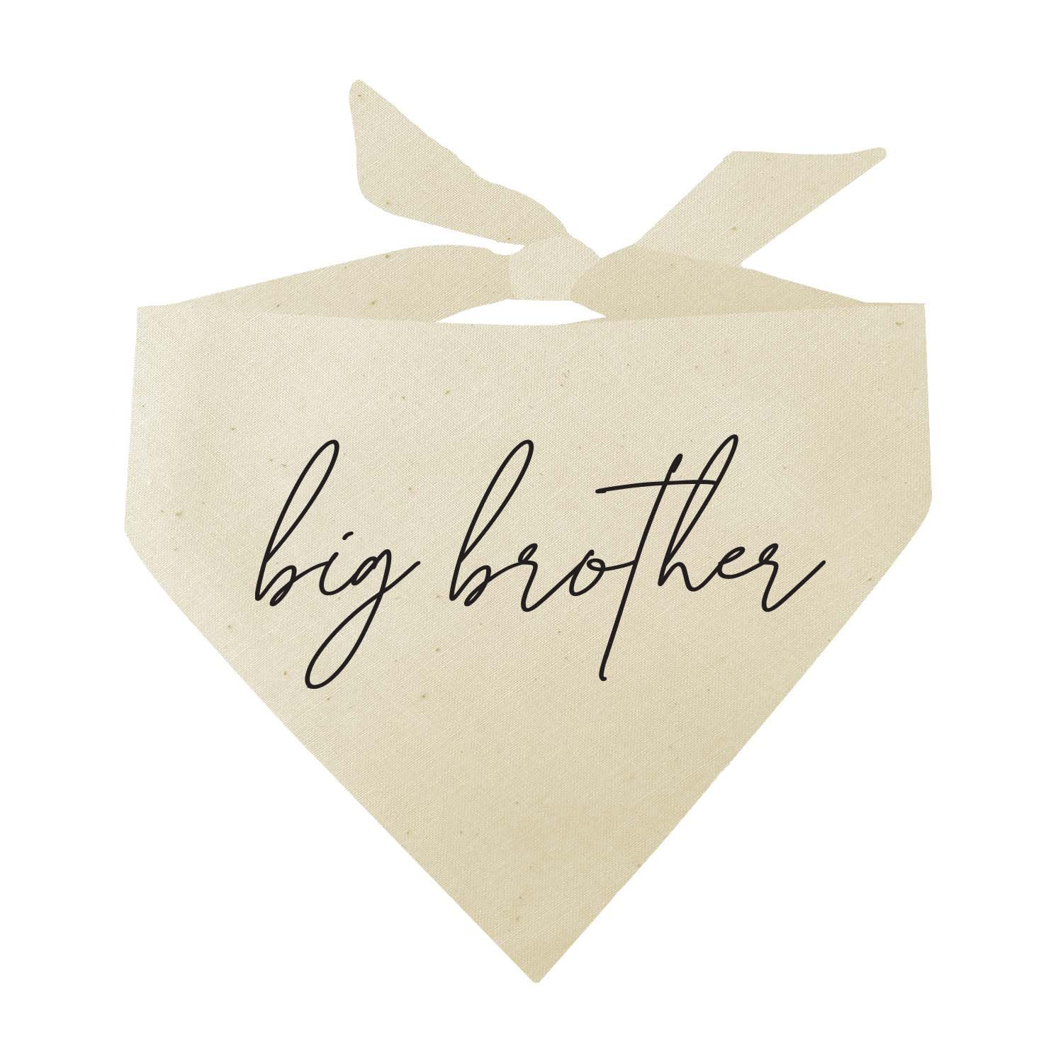 Big Brother Script Boho Dog Bandana | 100% Unbleached CottonTriangle | Pregnancy Announcement Photoshoot | Made in USA | Matching Family | Gender Reveal | Natural One Size (774) GB