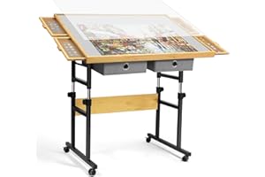 ALL4JIG 2000 Piece Adjustable Jigsaw Puzzle Table for Adults, 40.16"x28.5" Multi-Functional Puzzle Board with 4+2 Drawers & Protective Cover, 45-Degree Any-Angle Tilt for Work, Exercise & Leisure