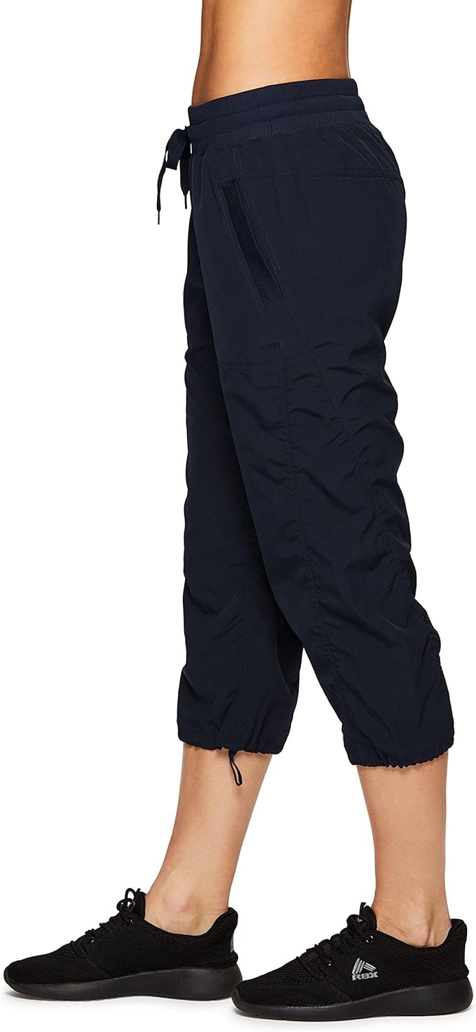 RBX Active Women's Fashion Lightweight Stretch Woven Body Skimming Drawstring Capri Pant at  Women’s Clothing store