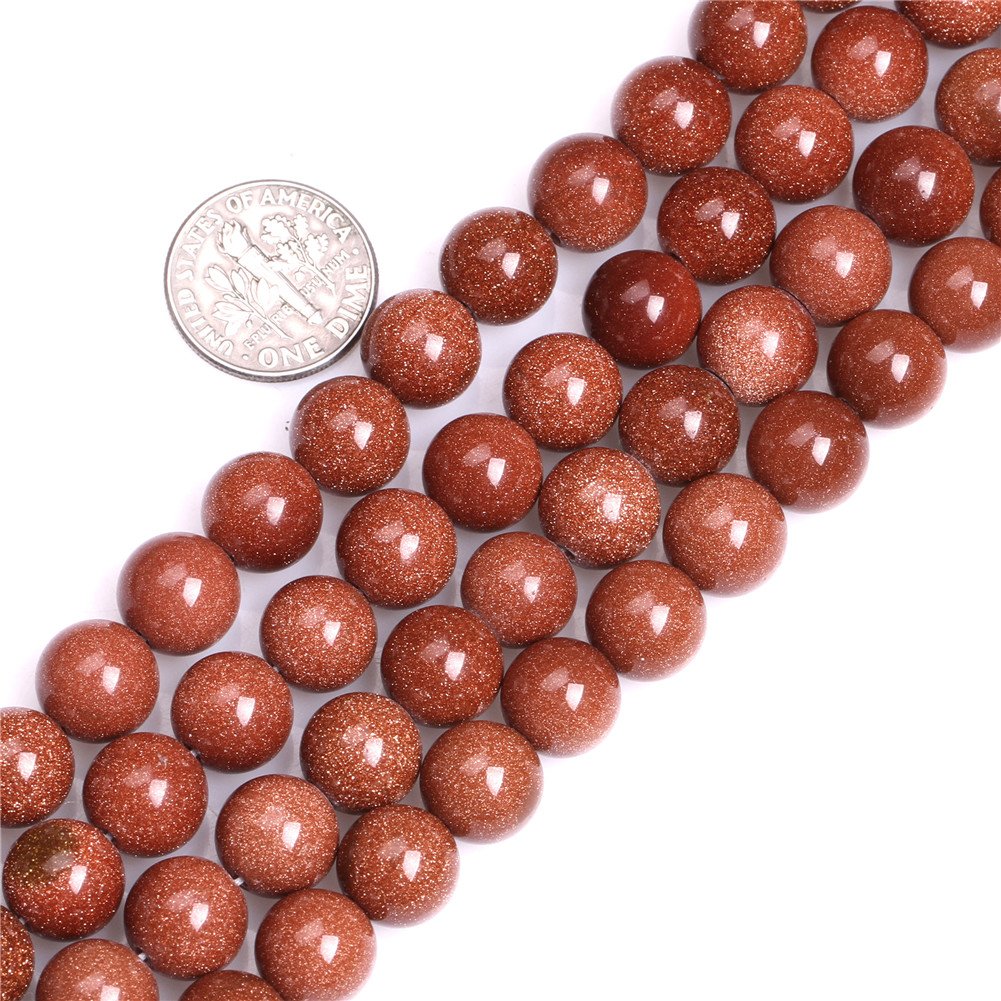 10mm Round Brown Gold Sandstone Sand Stone Beads for Jewellery Making Strand 15"