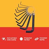 Amtech I8750C Hex Key Set 10 Assorted Anti-Rust mm Sizes on Keyring view 3