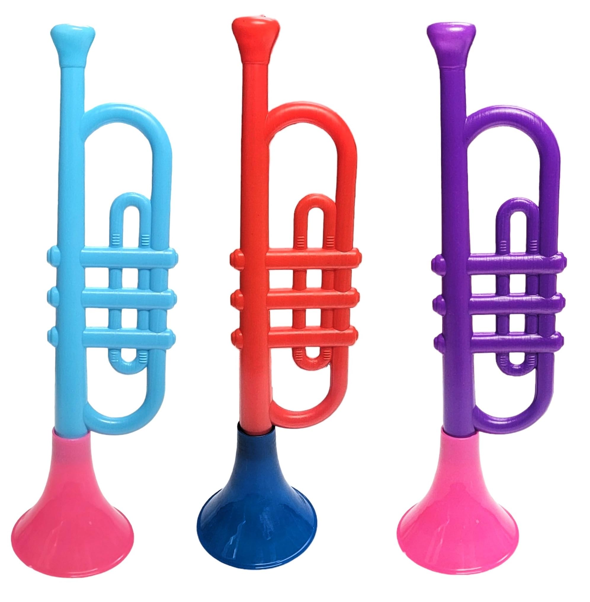 Colorful Plastic Trumpets (13 Inch) Noisemaker Music Toys for Kids Instruments Noise Makers for Parties and Events, Cool Birthday Party Favors, Sports Celebrations   (1 Trumpet (Random Color))