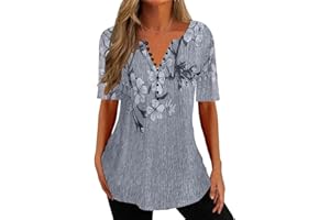 ARICY Womens Tops Dressy 3/4 Sleeve Summer Short Sleeve T-Shirts Ladies Graphic Vintage Tunic Basic Tees Trendy Casual Work Blouse