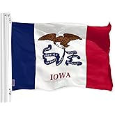 G128 Iowa IA State Flag | 3x5 Ft | LiteWeave Pro Series Printed 150D Polyester | Indoor/Outdoor, Vibrant Colors, Brass Grommets, Thicker and More Durable Than 100D 75D Polyester
