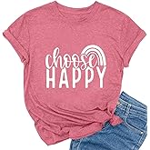 Women Choose Happy T Shirt Funny Cute Graphic Tee Blessed Tshirt Inspirational Short Sleeve Summer Casual Tops