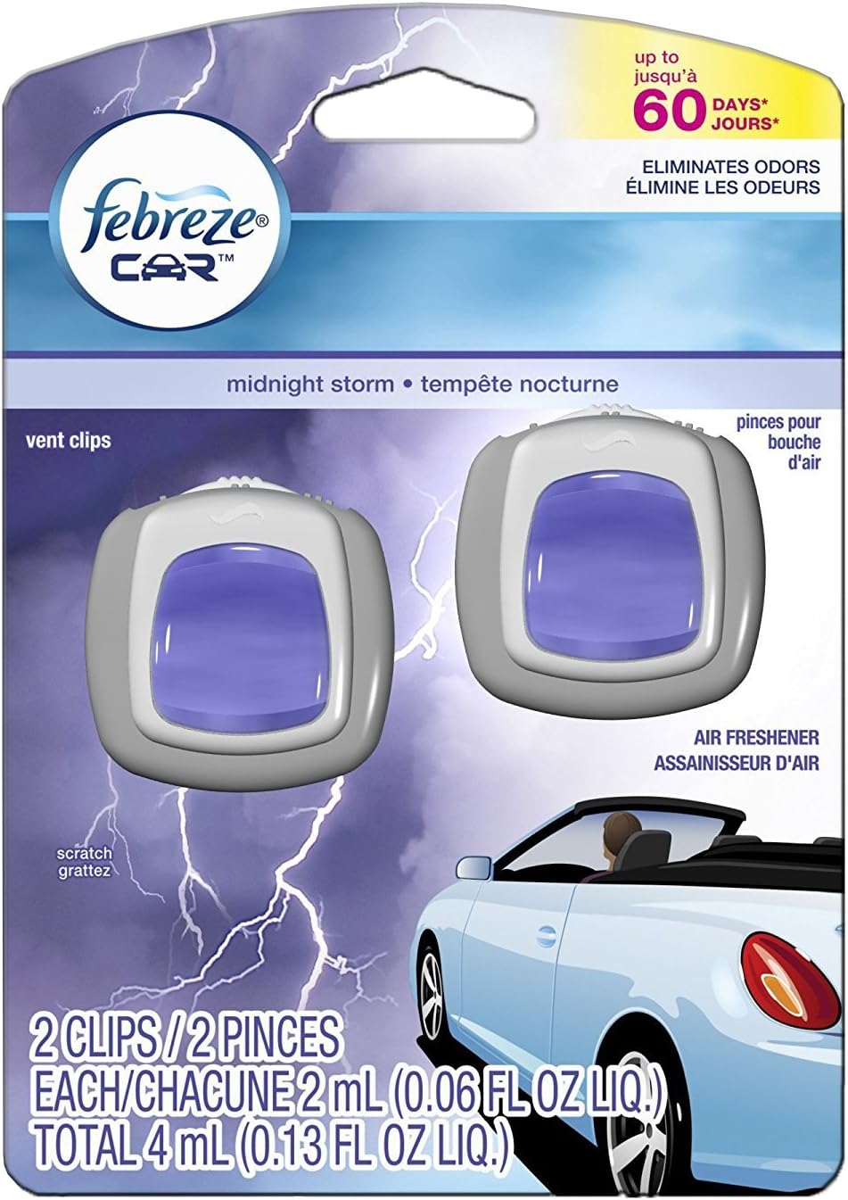 Febreze Air Freshener, Car Vent Clip Air Freshener, Midnight Storm Air Freshener, 2 Count