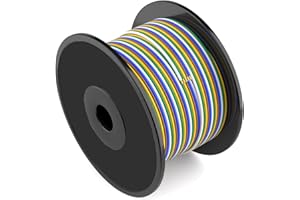 DOAUTO Enough 100Ft Enough 16AWG 5 Way Bonded Trailer RV Camper Towing Boat Wiring Harness Spool, CCA Standard Primary 16AWG 5 Wire Ideal for All Basic Wiring Needs(Green, Yellow, Brown, Blue, White)